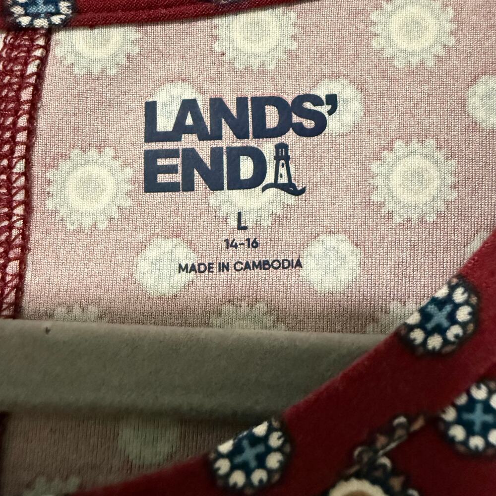 Lands' End Women's Maroon Print Long Sleeve Top Size Large - Picture 8 of 13